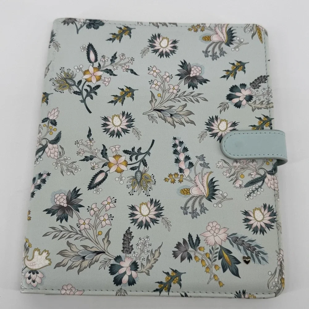 FranklinCovey Planner Love Wild Asparagus Floral Binder Organizer Blue HTF Rare